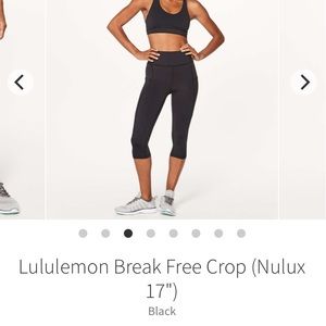 Lululemon Break Free crop 17” Nulux